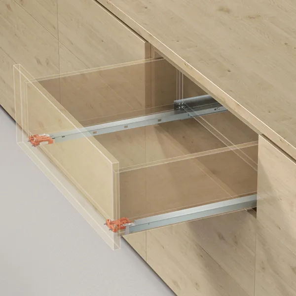 Partial-extension Undermount Drawer Slide for 19 mm Drawer-box Sides B219 (Release-lever)